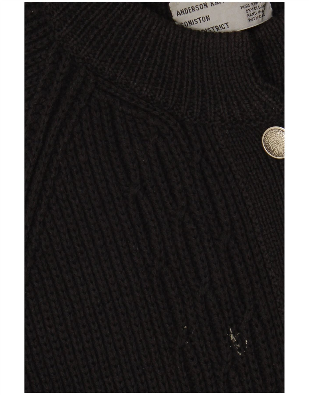 ВИНТАЖНЫЙ женский кардиган-свитер UK 16, большой черный, новая шерсть