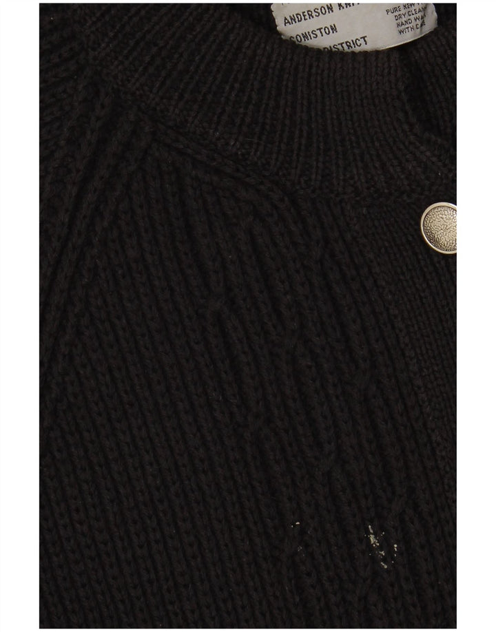 ВИНТАЖНЫЙ женский кардиган-свитер UK 16, большой черный, новая шерсть