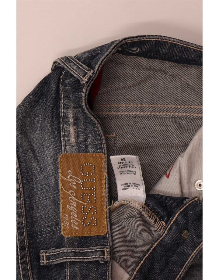 Guess Женские потертые узкие джинсы W24 L34 Синие хлопковые