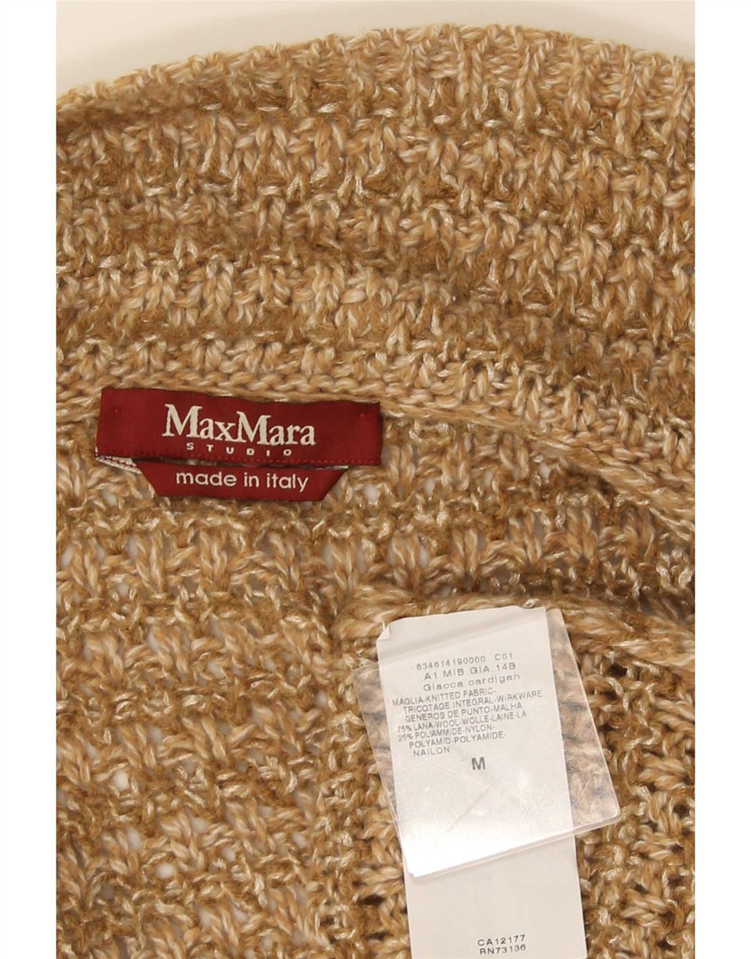 Женский открытый кардиган Max Mara UK 14, шерсть среднего коричневого цвета