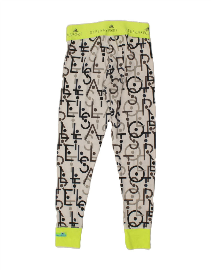 ADIDAS Womens Graphic Leggings UK 8/10 Small  Grey Polyester Vintage Adidas and Second-Hand Adidas from Messina Hembry 