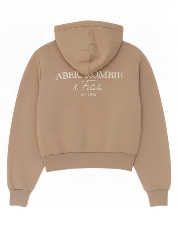 Женский свитер с капюшоном и молнией с графическим рисунком Abercrombie & Fitch UK 6 XS, бежевый