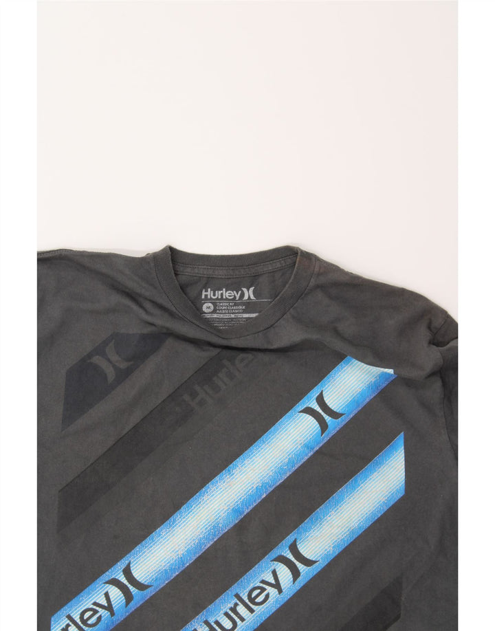 HURLEY Womens Graphic T-Shirt Top UK 14 Medium Grey Cotton Vintage Hurley and Second-Hand Hurley from Messina Hembry 