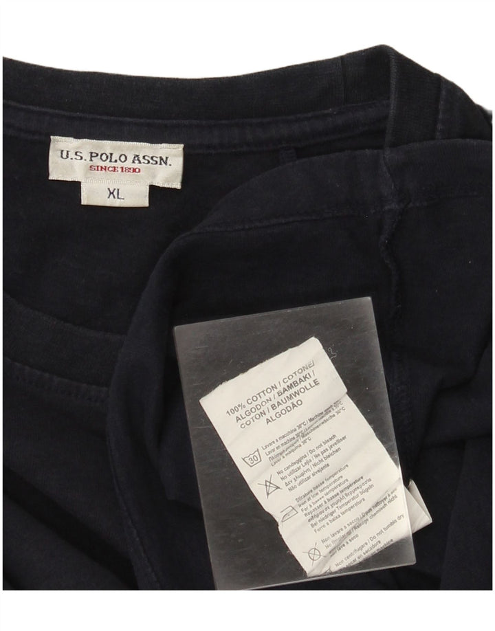 Ассоциация поло США. Мужской топ с длинным рукавом XL, темно-синий, хлопок