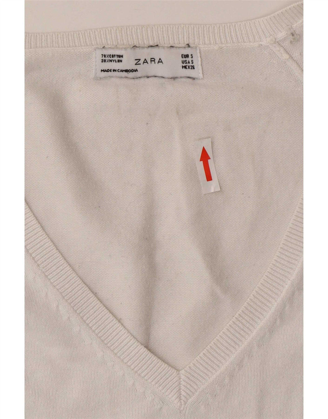 Женский джемпер с v-образным вырезом Zara UK 10, маленький белый