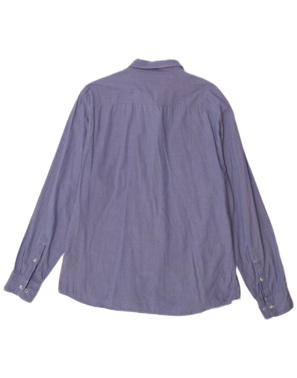 LEE Мужская рубашка приталенного кроя 2XL, синяя хлопковая полоска