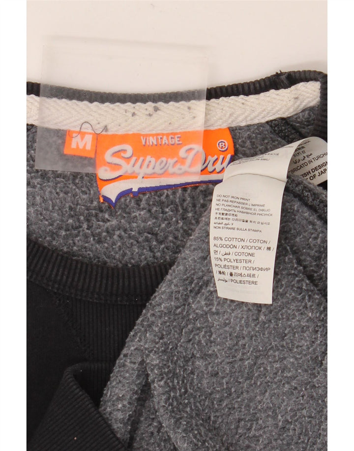 Мужской свитшот с рисунком Superdry, хлопковый джемпер среднего размера, черный