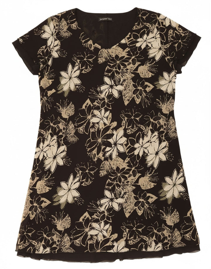 JACQUES VERT Womens A-Line Dress UK 22 3XL Black Floral Polyester