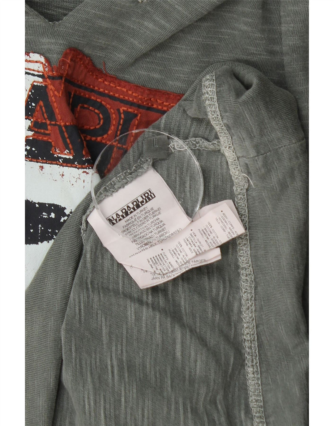 NAPAPIJRI Мужской топ с капюшоном и графическим рисунком, длинный рукав, большой серый хлопок с крапинками