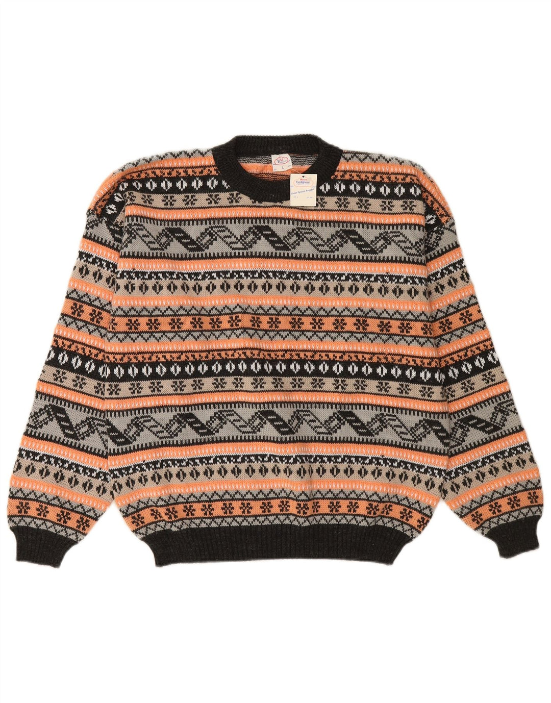 ВИНТАЖНЫЙ женский джемпер с круглым вырезом, Великобритания, 16, большой, разноцветный