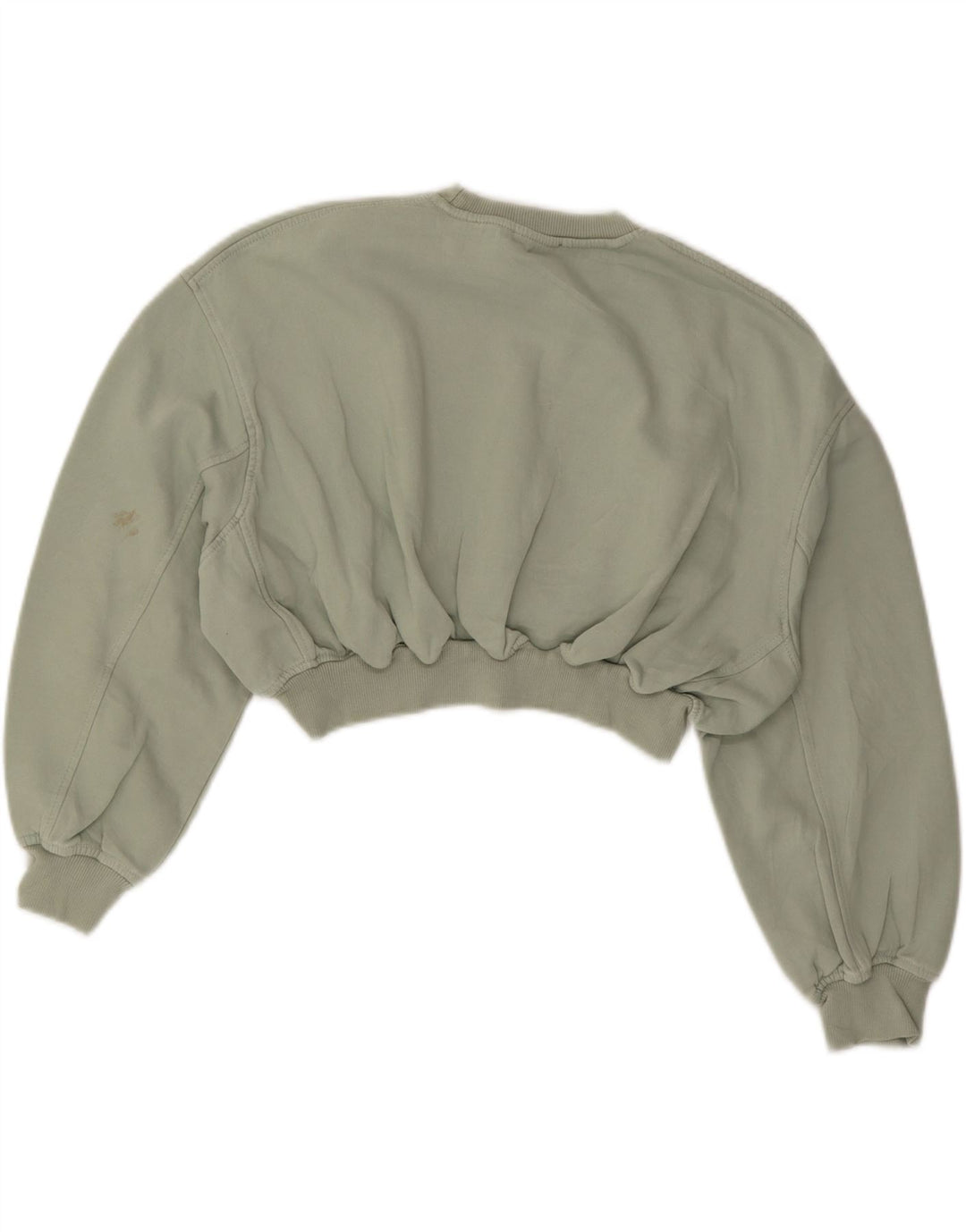 Женский укороченный свитшот с рукавом 3/4 ZARA, британский цвет 14, средний зеленый хлопок, хлопок