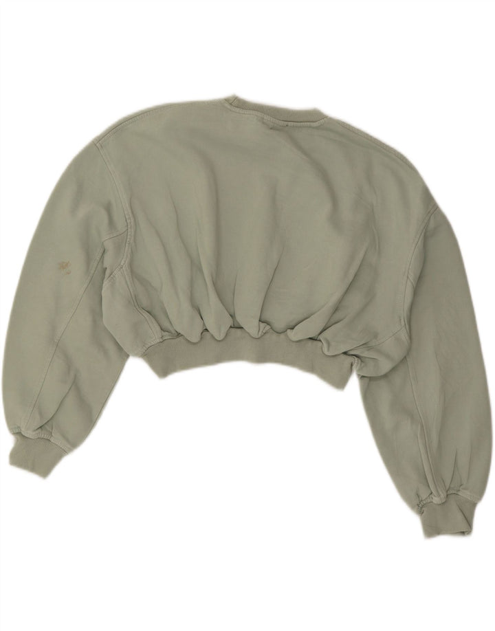 Женский укороченный свитшот с рукавом 3/4 ZARA, британский цвет 14, средний зеленый хлопок, хлопок