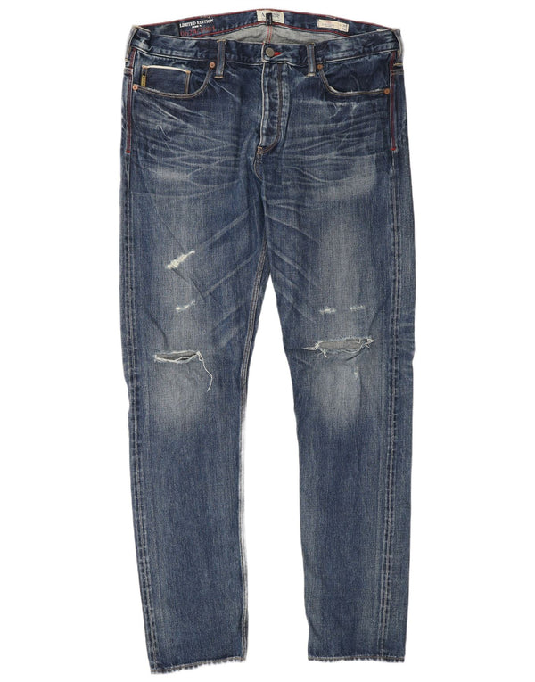 Мужские потертые узкие джинсы ограниченной серии ARMANI W36 L34, синий хлопок