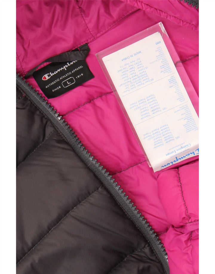 Пуховик CHAMPION для девочек с капюшоном 13-14 лет, большой размер, черный полиамид