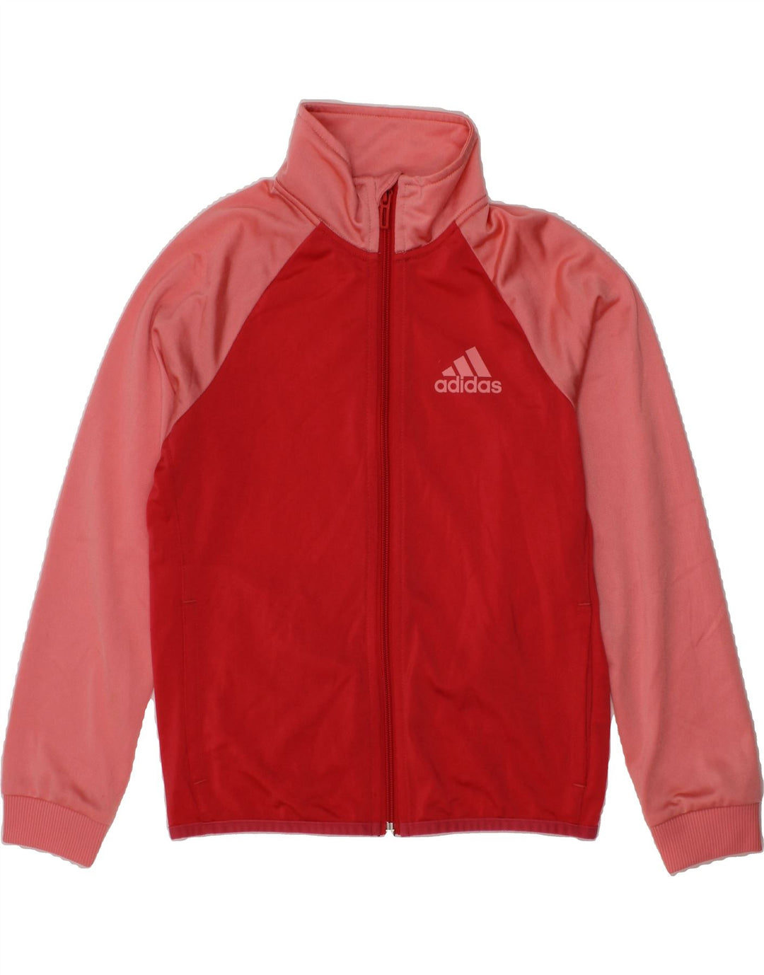 ADIDAS Girls Tracksuit Top Jacket 9-10 Years Red Colourblock Polyester Vintage Adidas and Second-Hand Adidas from Messina Hembry 