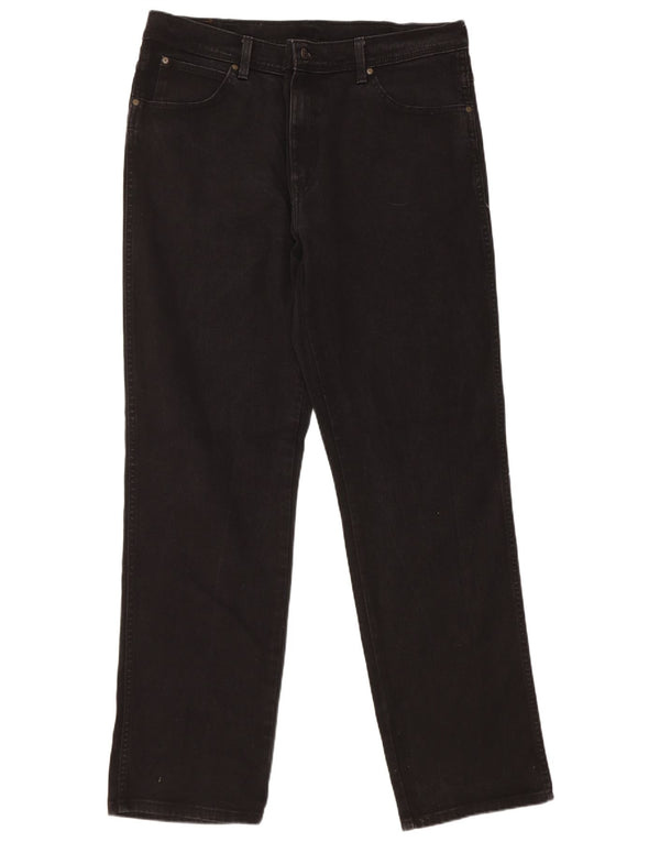 Мужские прямые джинсы Wrangler стандартного кроя W38 L34, черный хлопок