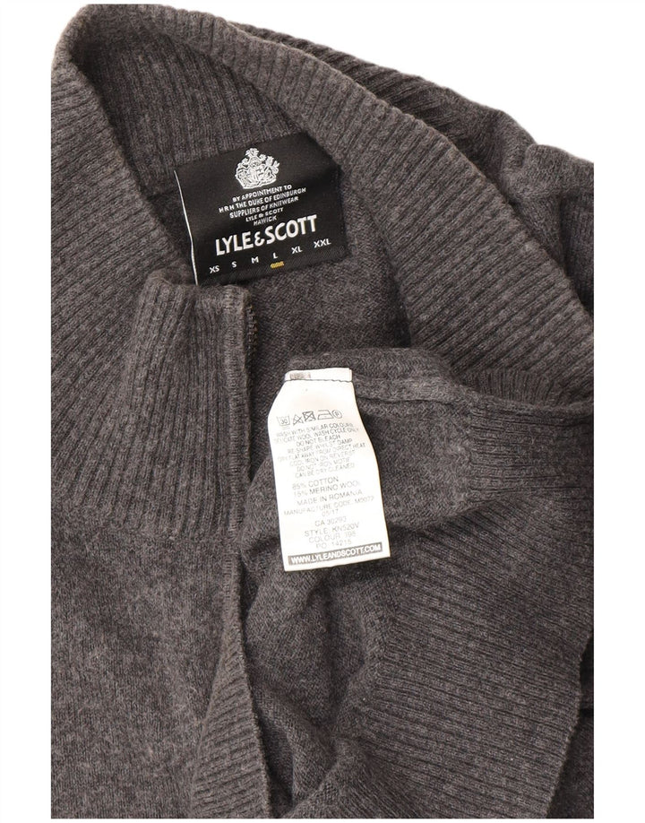 Мужской джемпер с воротником на молнии Lyle & Scott, большой серый хлопковый свитер