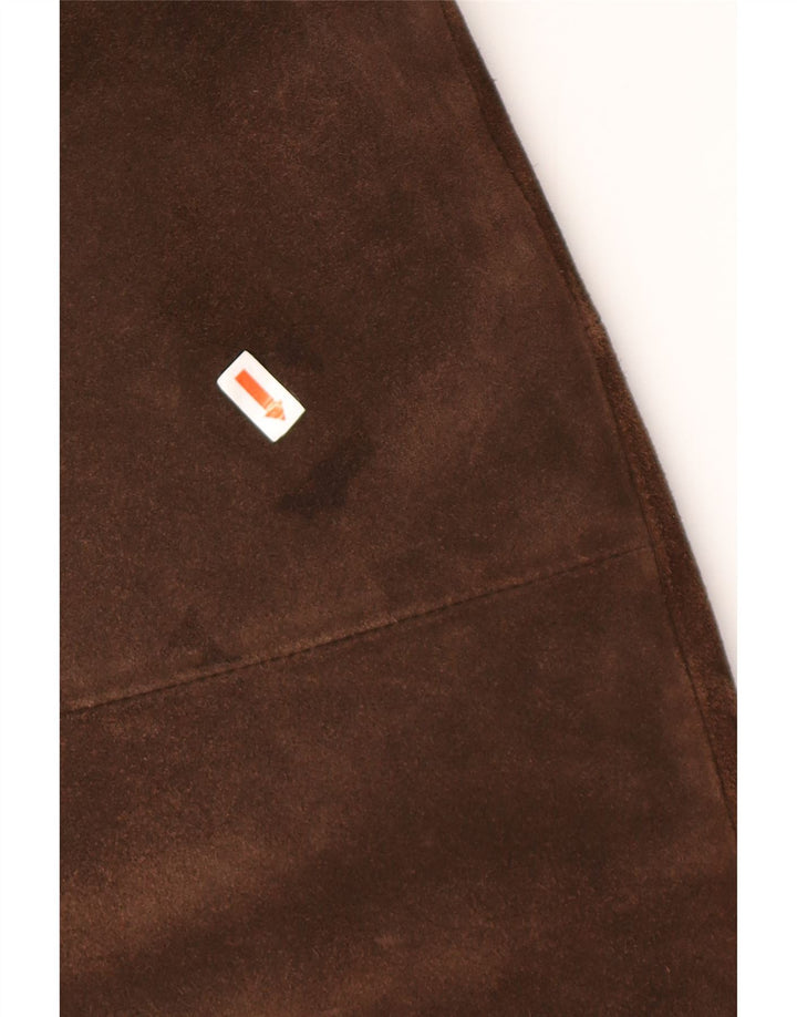 Винтажное женское пальто-ветровка оверсайз из замши UK 18 XL Коричневое