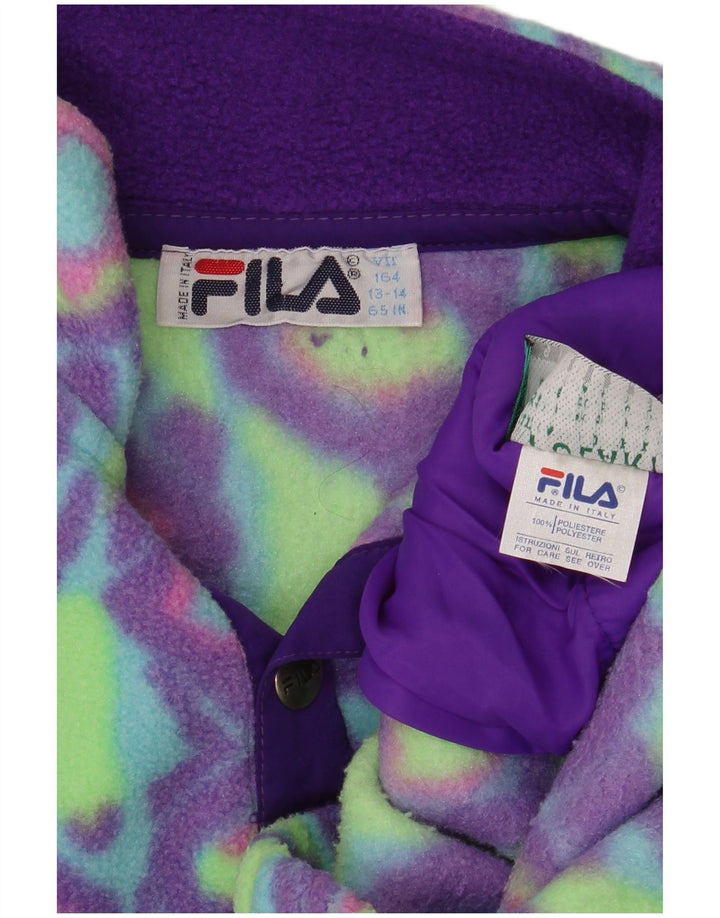Fila Флисовый джемпер с пуговицами для мальчиков 13–14 лет Зеленый полиэстер с геометрическим рисунком