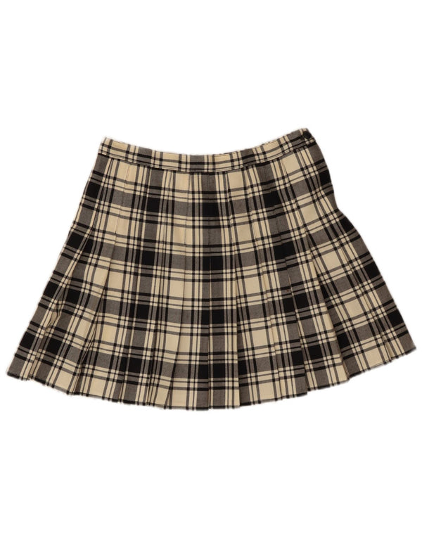 Женская мини-юбка VINTAGE W30 среднего размера в клетку белого цвета из натуральной шерсти