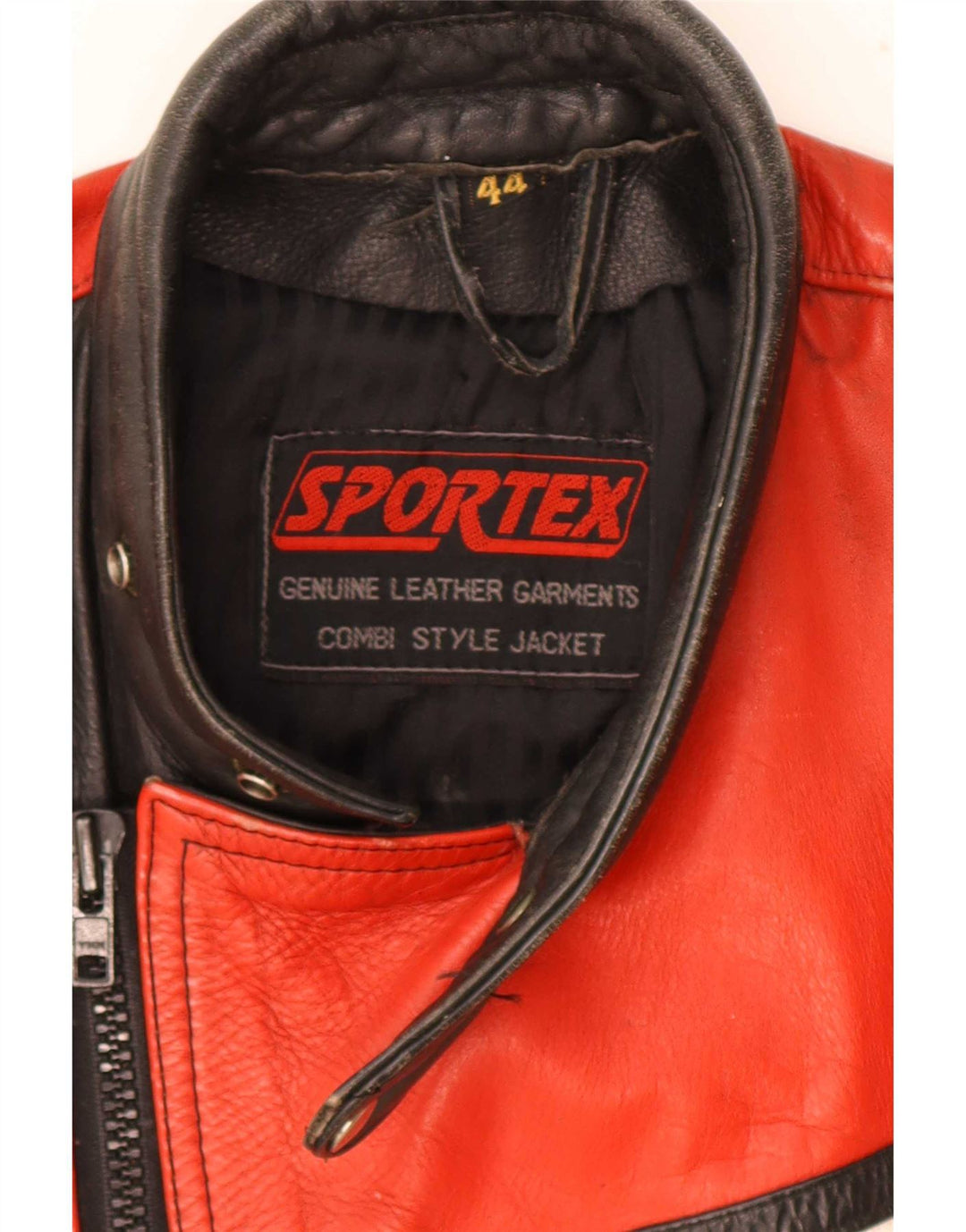 Мужская гоночная куртка Sportex IT 44 XS черная кожа с цветными блоками