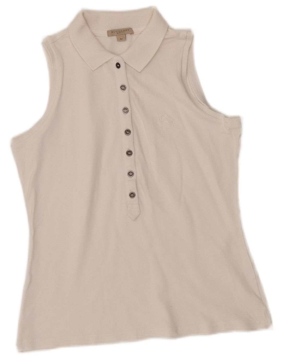 BURBERRY Женская рубашка-поло без рукавов BRIT UK 12, средний белый