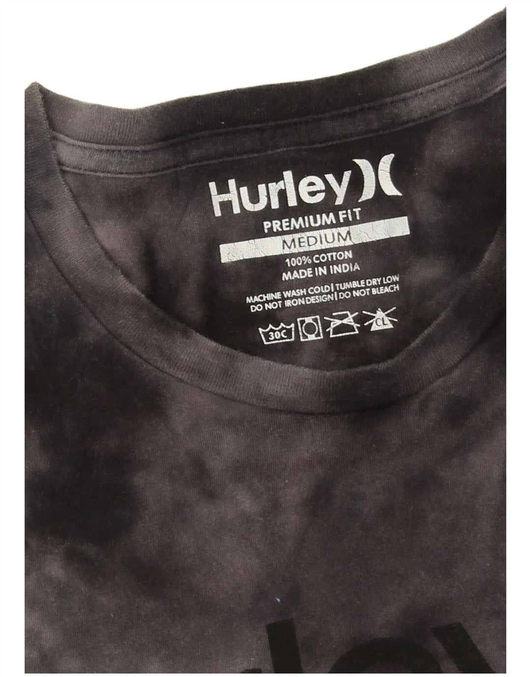 Мужская футболка с рисунком Hurley, топ среднего размера, черный, хлопок, тай-дай