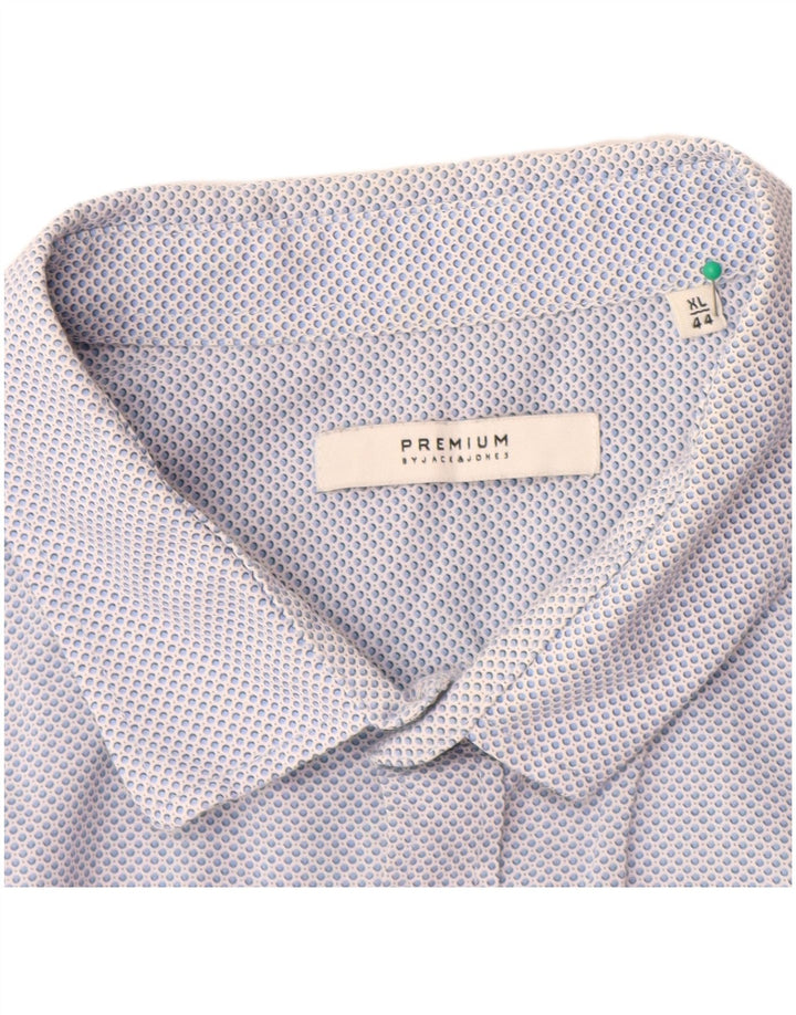 Мужская рубашка премиум-класса JACK & JONES, размер 44 XL, хлопок в синие пятна