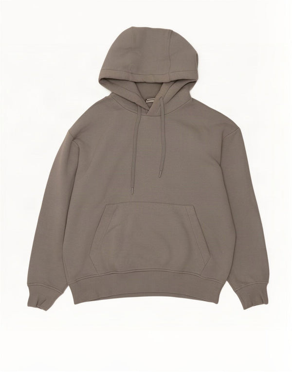 Мужской джемпер свободного кроя с капюшоном Zara, хлопковый цвет среднего серого цвета