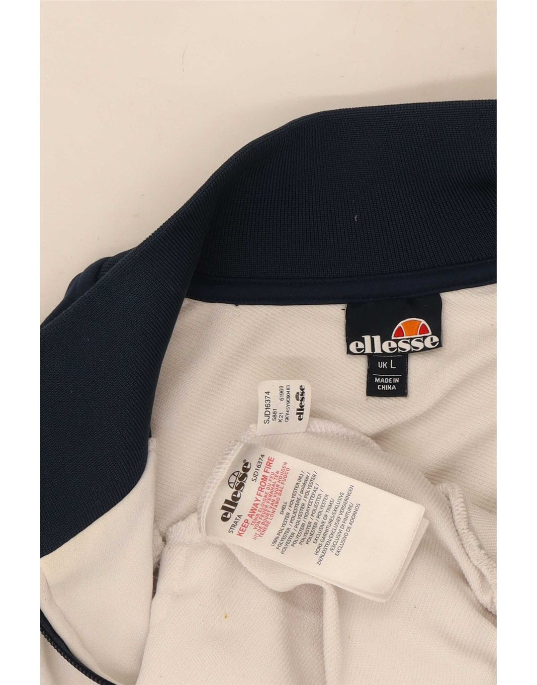 Мужской спортивный костюм Ellesse, верхняя куртка, большой размер, темно-синий, полиэстер с цветными блоками