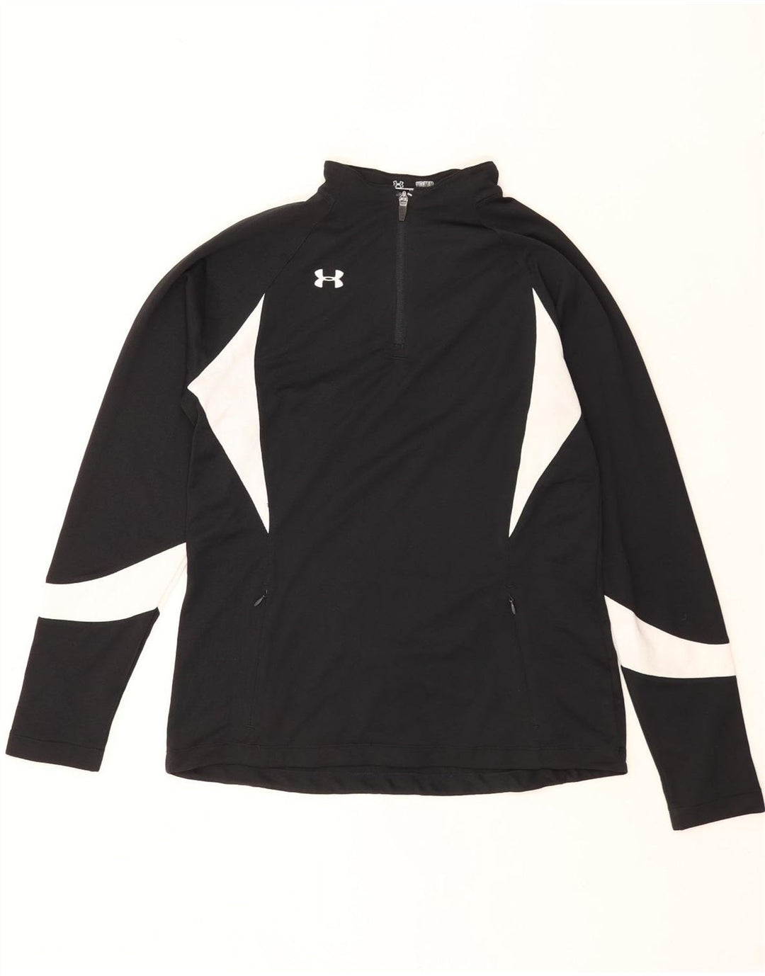 Мужской пуловер с воротником на молнии Under Armour, спортивный костюм, средний черный, с цветными блоками