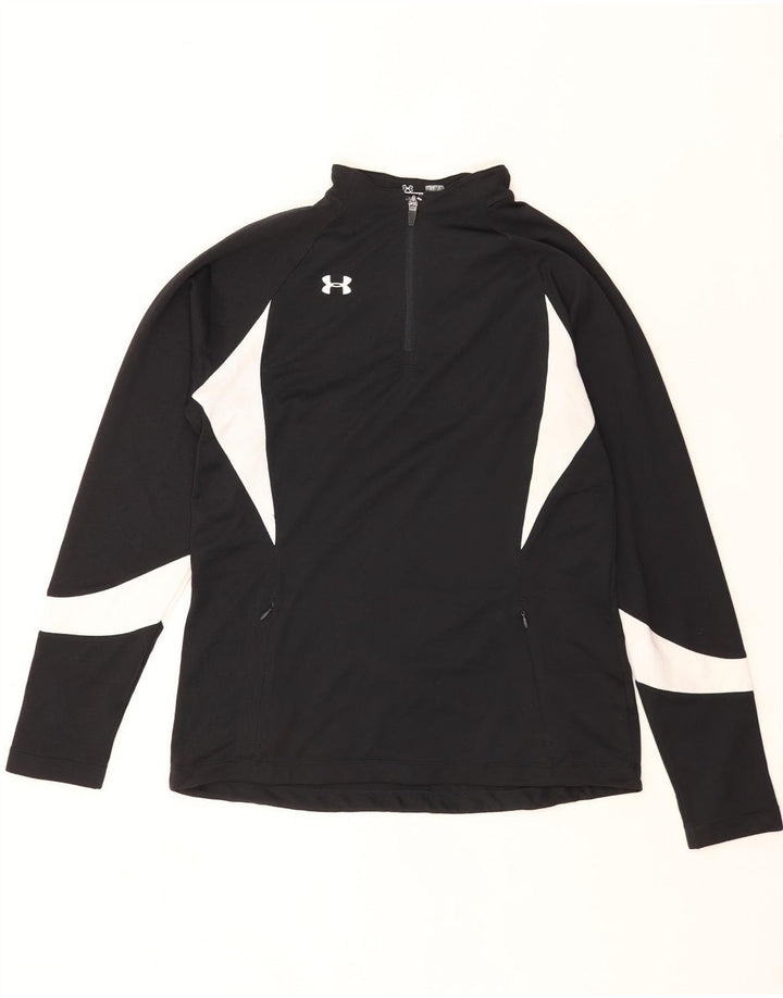 Мужской пуловер с воротником на молнии Under Armour, спортивный костюм, средний черный, с цветными блоками