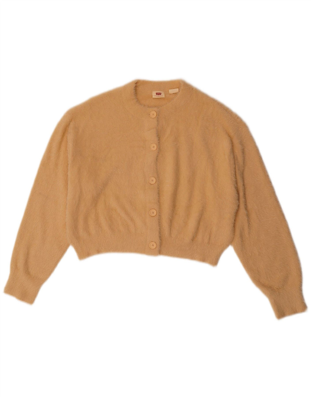 LEVI'S Womens Crop Cardigan Sweater UK 14 Medium Beige Polyamide