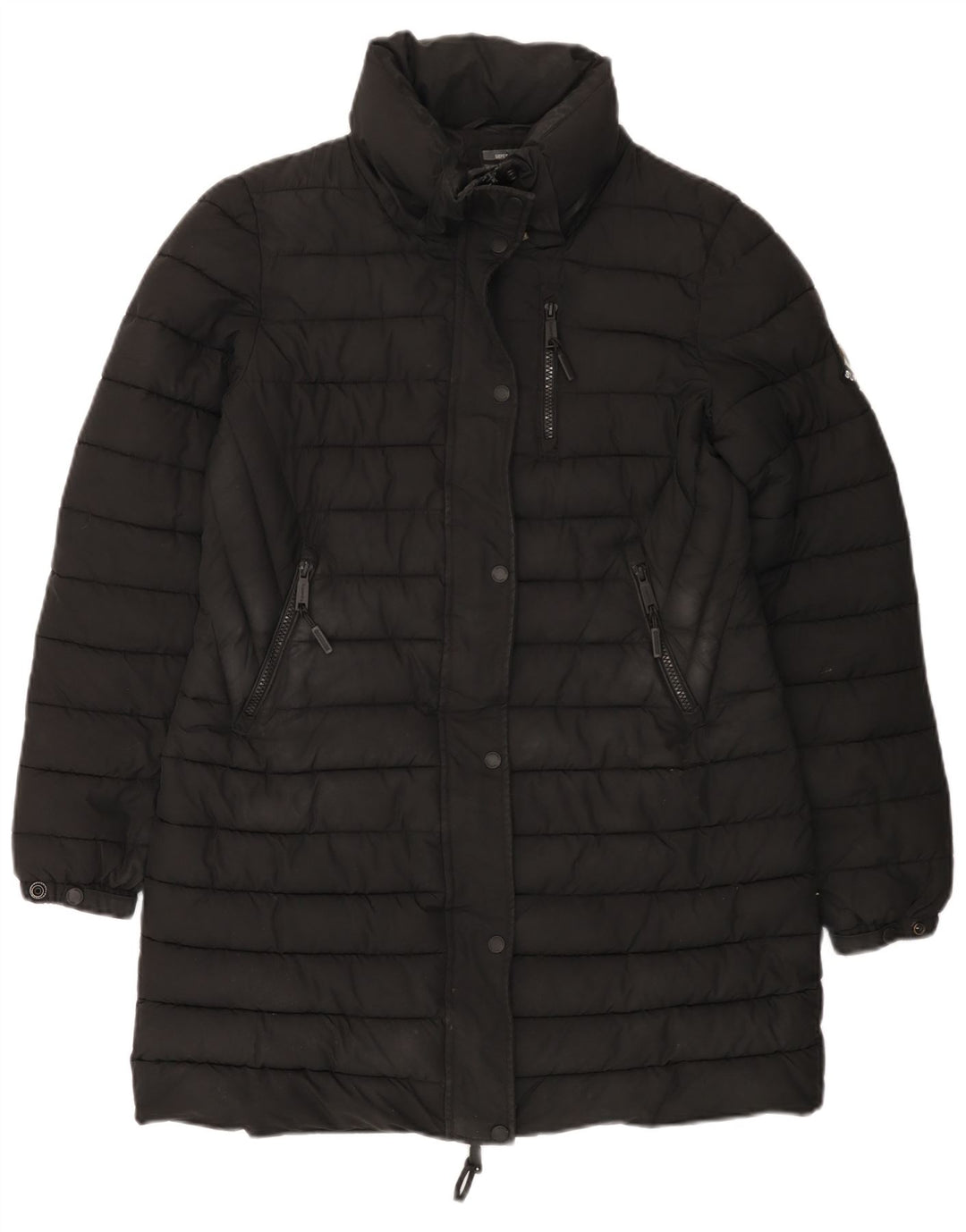 SUPERDRY Женское стеганое пальто UK 12, средний черный полиэстер