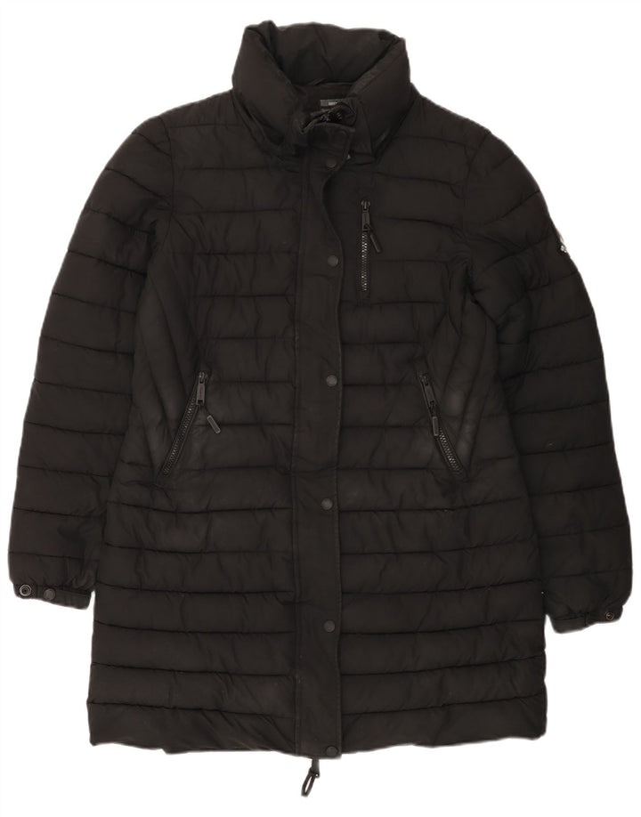 SUPERDRY Женское стеганое пальто UK 12, средний черный полиэстер