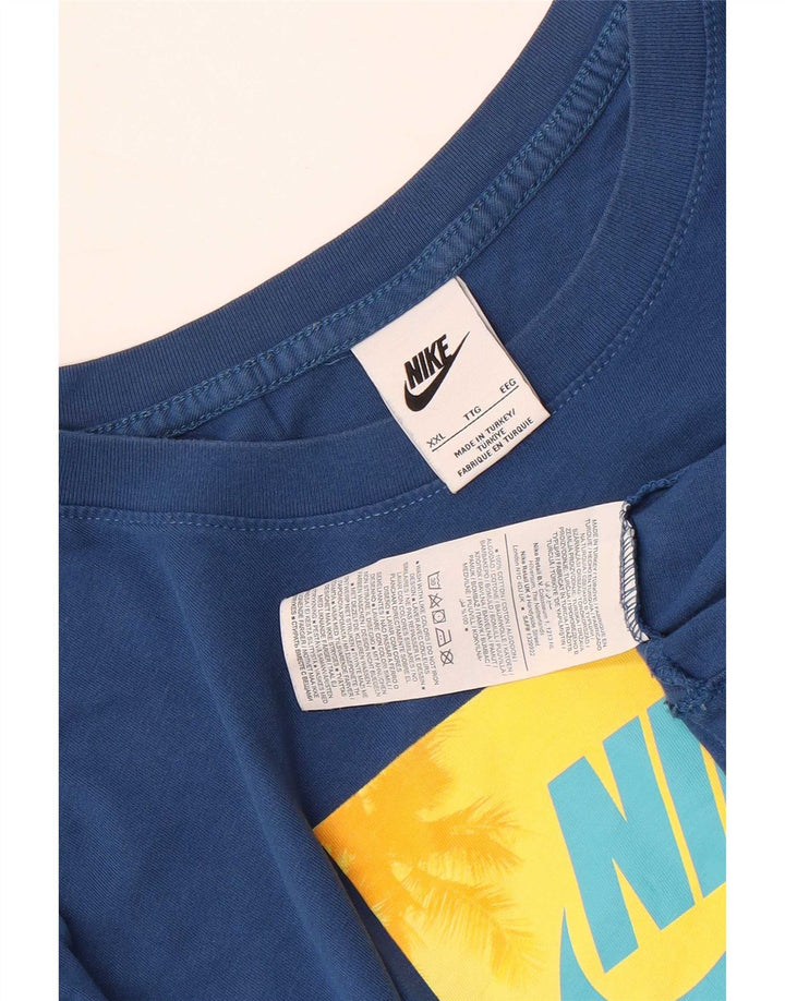 Мужская футболка с рисунком Nike Top 2XL, синяя, хлопок