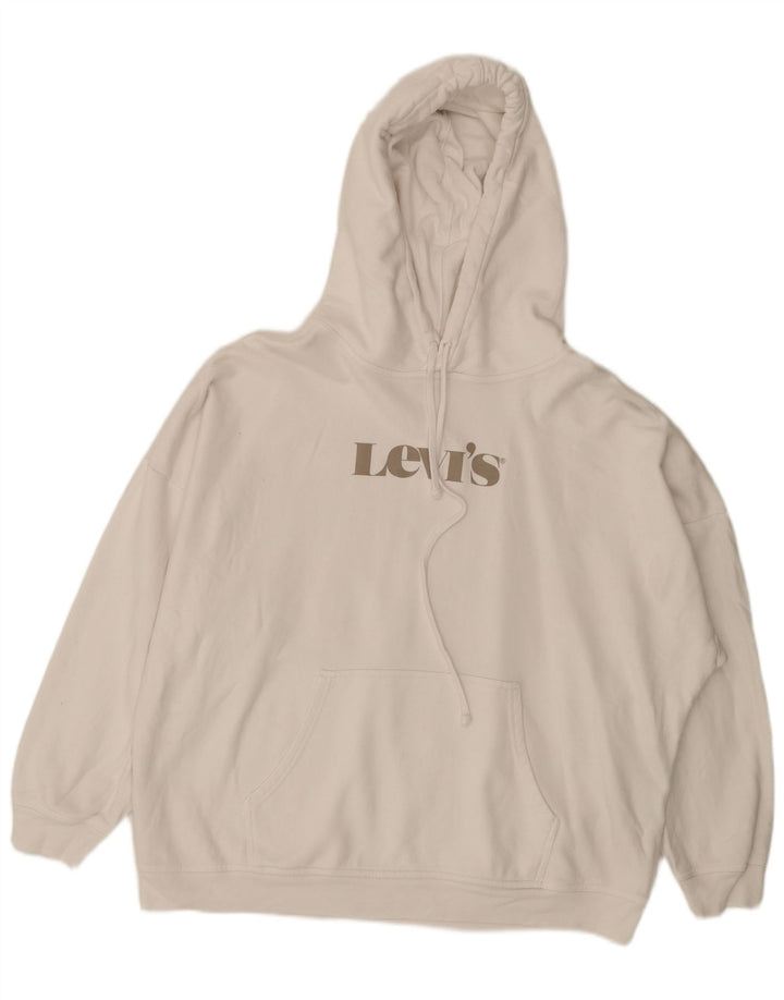 Мужской джемпер с капюшоном с рисунком Levi's, большой размер, белый хлопок, хлопок