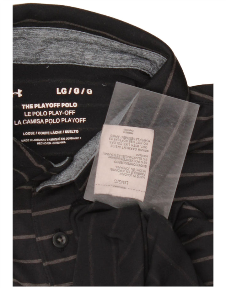 Мужская рубашка-поло UNDER ARMOR, большая черная полоска, полиэстер