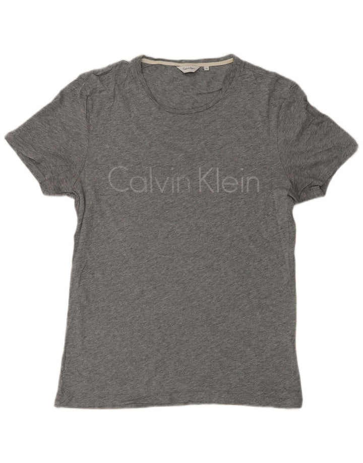 CALVIN KLEIN Мужская футболка с рисунком из хлопка среднего серого цвета с крапинками