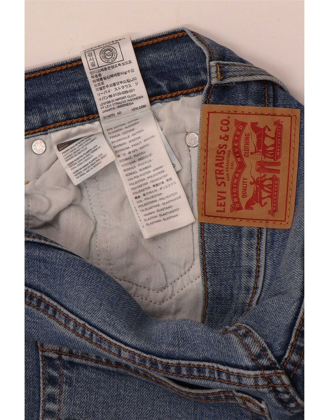 Мужские прямые джинсы Levi's W28 L29 синие, хлопок