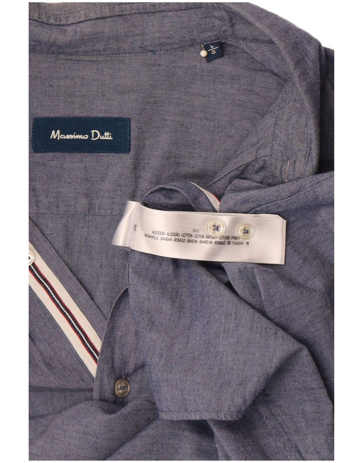 Мужская рубашка Massimo Dutti большого размера, серая, хлопок