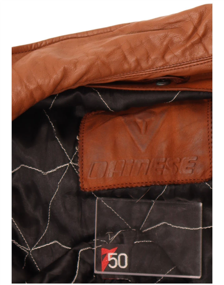 Мужская кожаная куртка свободного покроя Dainese IT 50, кожа среднего коричневого цвета