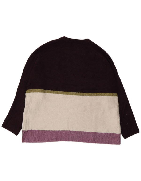 Женский джемпер с круглым вырезом Marks & Spencer, Великобритания, 18 XL, фиолетовый, с цветными блоками