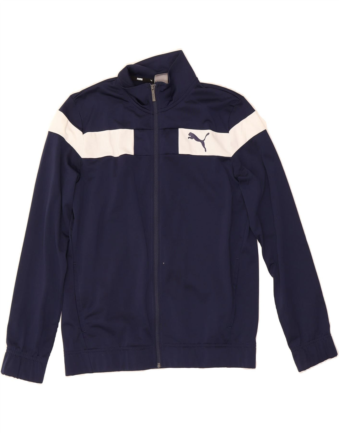 PUMA Mens Tracksuit Top Jacket Medium Navy Blue Colourblock Polyester Vintage Puma and Second-Hand Puma from Messina Hembry 
