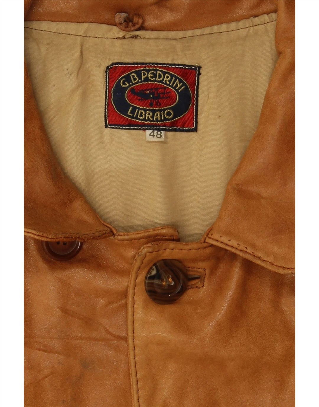 GB.PEDRINI Мужская кожаная куртка IT 48 Medium Beige Leather