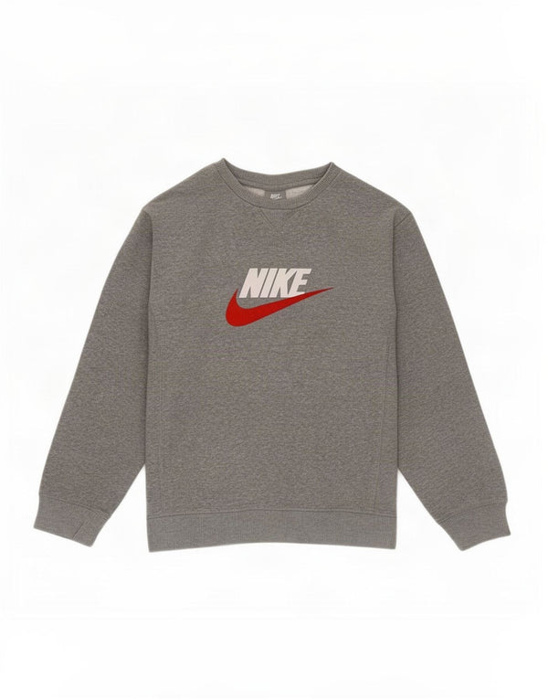 Джемпер с рисунком Nike для мальчиков, 12–13 лет, большой размер, серый хлопок