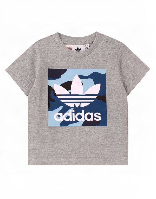 Футболка с рисунком Adidas для мальчиков 12–18 месяцев, серый хлопок