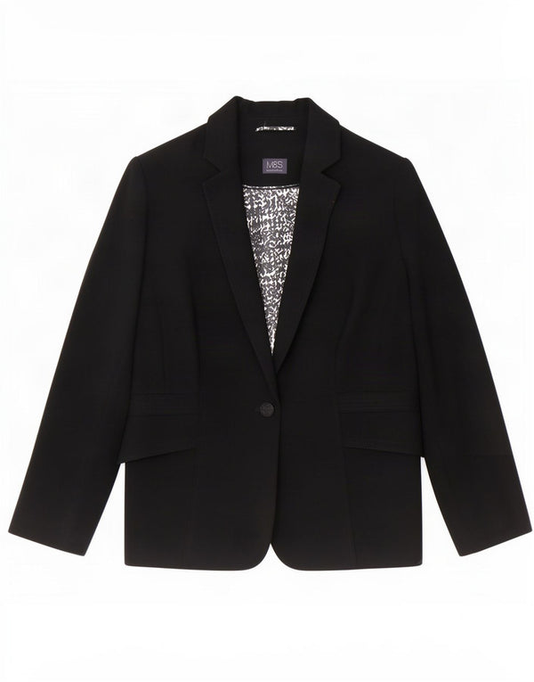 Женский пиджак на 1 пуговице Marks & Spencer UK 20 2XL, черный полиэстер