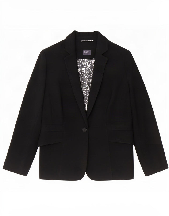 Женский пиджак на 1 пуговице Marks & Spencer UK 20 2XL, черный полиэстер