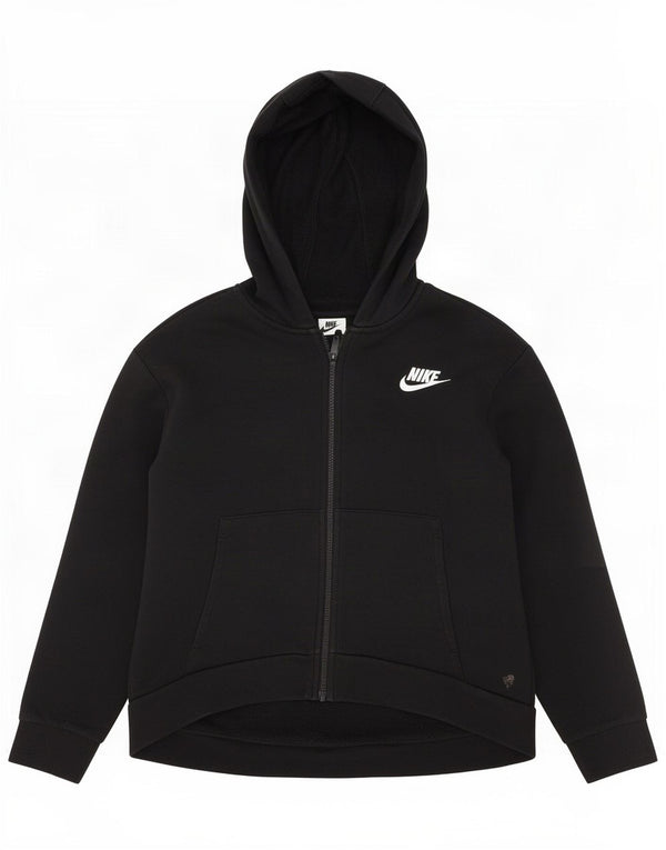 Свитер с капюшоном на молнии для девочек Nike, 13–14 лет, размер XL, черный хлопок